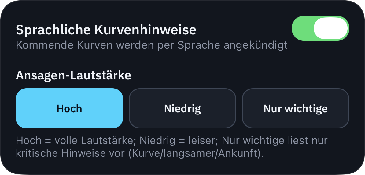 Passe Ansagen und Lautstärke an dich an.